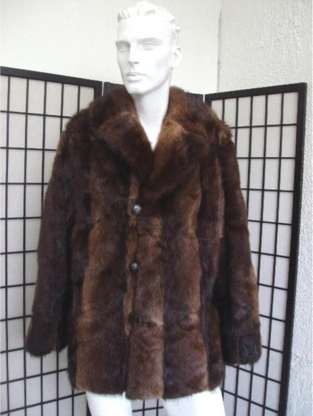 Brand New Muskrat Fur Coat Jacket Man Men Size 38-40 Small